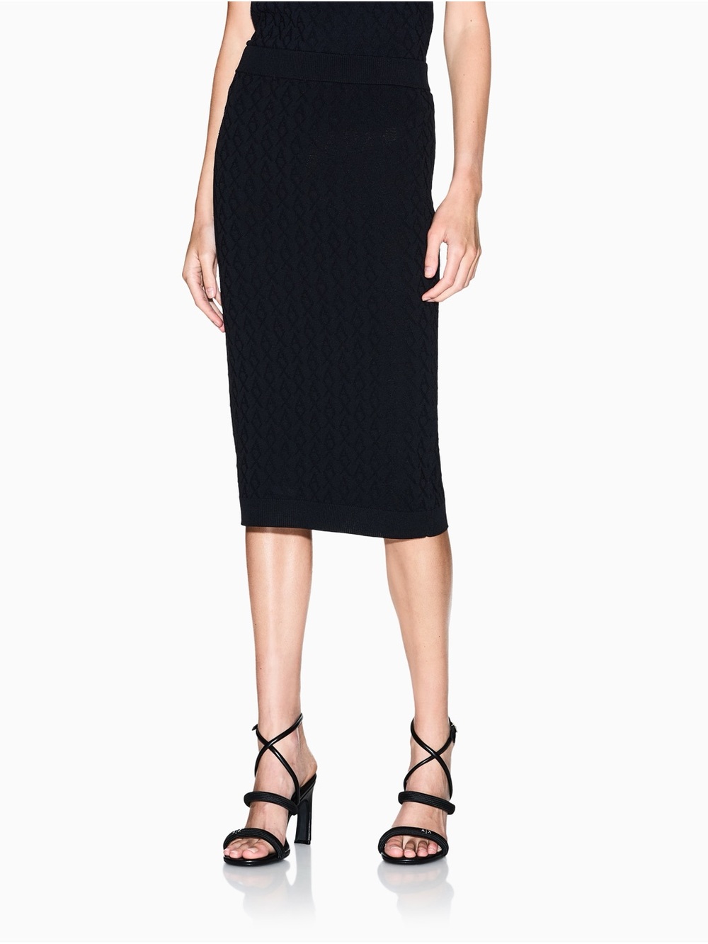 Giorgio Armani Black Pleated Midi Pencil Skirt